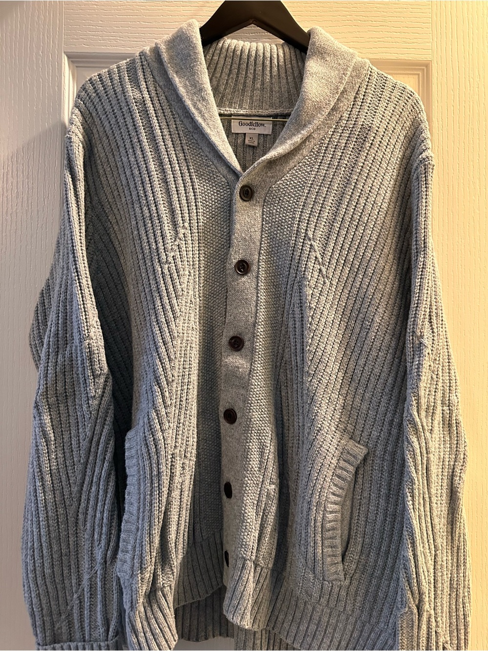 Goodfellow & Co Light Gray Ribbed Shawl Collar Cardigan
